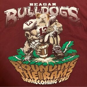 washed red/maroon graphic bulldog tee shirt size xl in men Regan football 2013